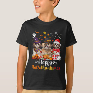 Happy Hallothanksmas Shih Tzu Dog Halloween Christ T-Shirt