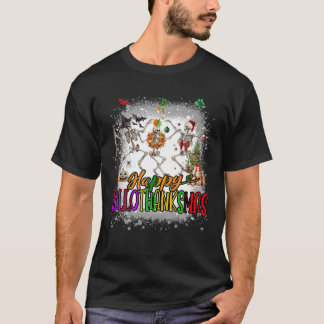 Happy Hallothanksmas Skeleton Halloween Thanksgivi T-Shirt