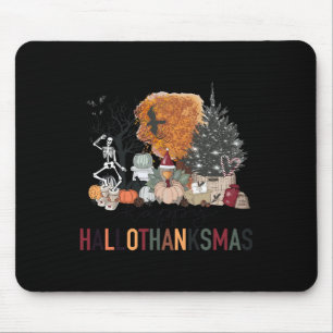 Happy Hallothanksmas Skeleton Turkey Christmas Hal Mouse Mat