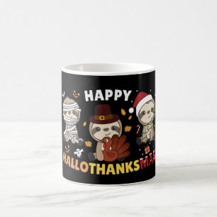 Happy Hallothanksmas Sloth Christmas Holiday Coffe Coffee Mug