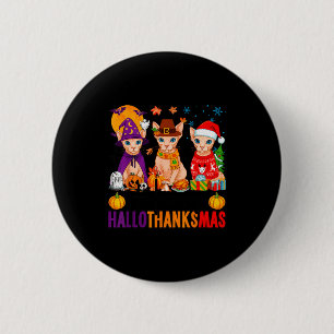 Happy Hallothanksmas Sphynx Cats Halloween Thanksg 6 Cm Round Badge