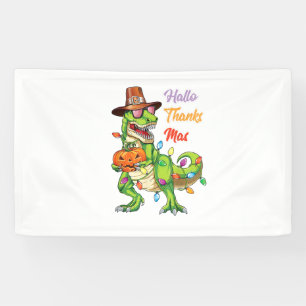 Happy Hallothanksmas T Rex Halloween Thanksgiving Banner