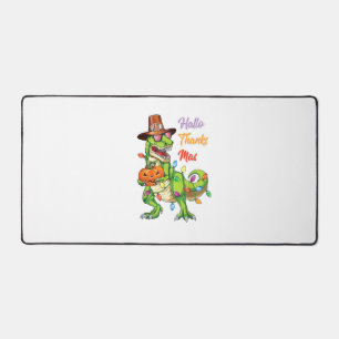 Happy Hallothanksmas T Rex Halloween Thanksgiving Desk Mat
