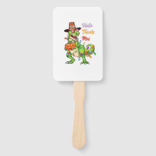 Happy Hallothanksmas T Rex Halloween Thanksgiving Hand Fan