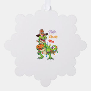 Happy Hallothanksmas T Rex Halloween Thanksgiving Tree Decoration Card