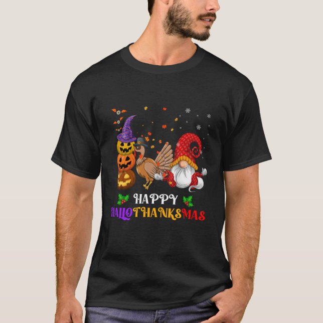 Happy HalloThanksMas T-Shirt (Front)