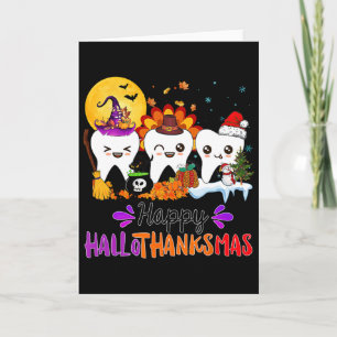 Happy Hallothanksmas Teeth Halloween Thanksgiving Card