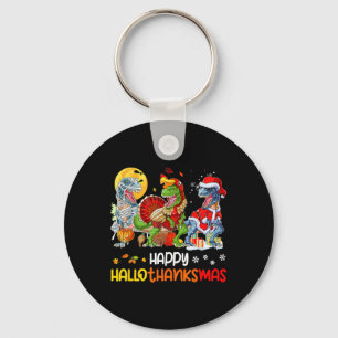 Happy Hallothanksmas Thanksgiving Dinosaur T Rex T Key Ring