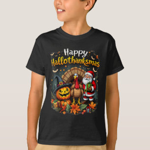 Happy Hallothanksmas Thanksgiving Halloween Merry  T-Shirt