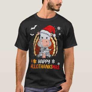 Happy Hallothanksmas Thanksgiving Xmas Halloween C T-Shirt