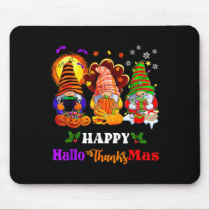 Happy Hallothanksmas Three Gnomes Halloween Merry Mouse Mat