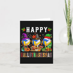 Happy Hallothanksmas Volleyball Halloween Thanksgi Card