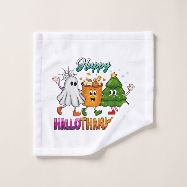 Happy Hallothanksmas Wash Cloth (Wash Cloth)