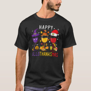 Happy Hallothanksmas Wine Halloween Thanksgiving C T-Shirt