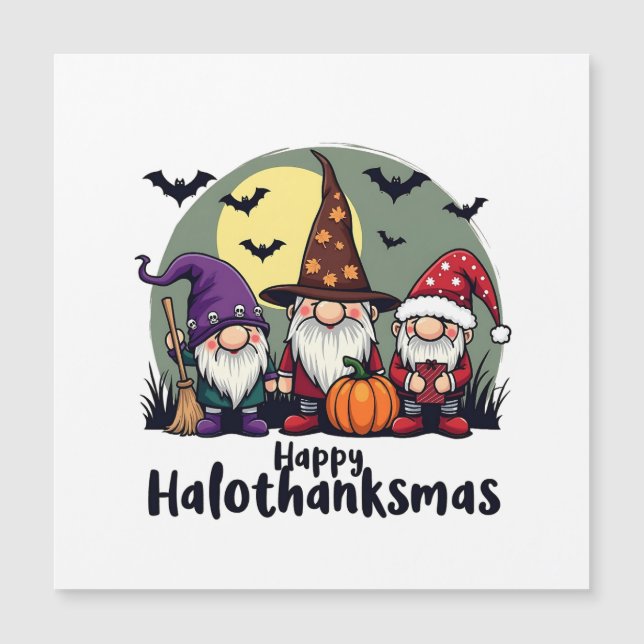 Happy Hallothanksmas Xmas Halloween Gnomes  (Front)