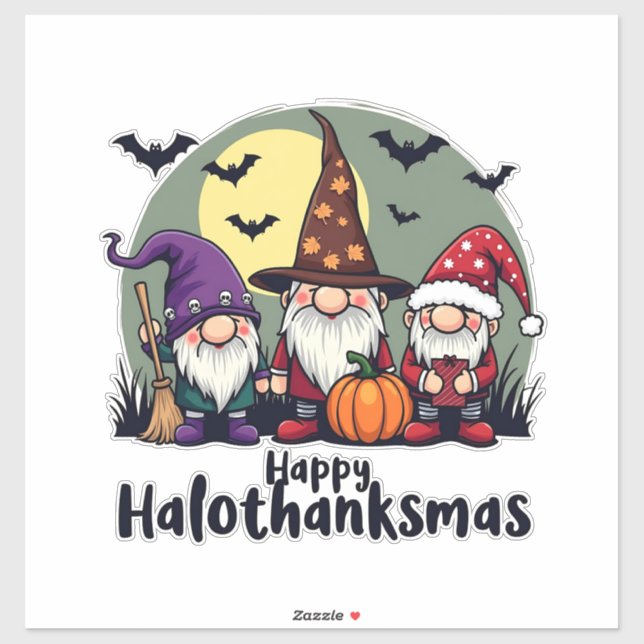 Happy Hallothanksmas Xmas Halloween Gnomes  (Sheet)