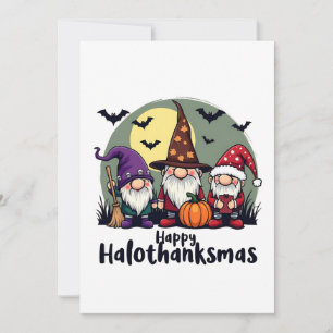 Happy Hallothanksmas Xmas Halloween Gnomes Invitation