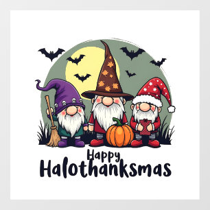 Happy Hallothanksmas Xmas Halloween Gnomes Window Cling
