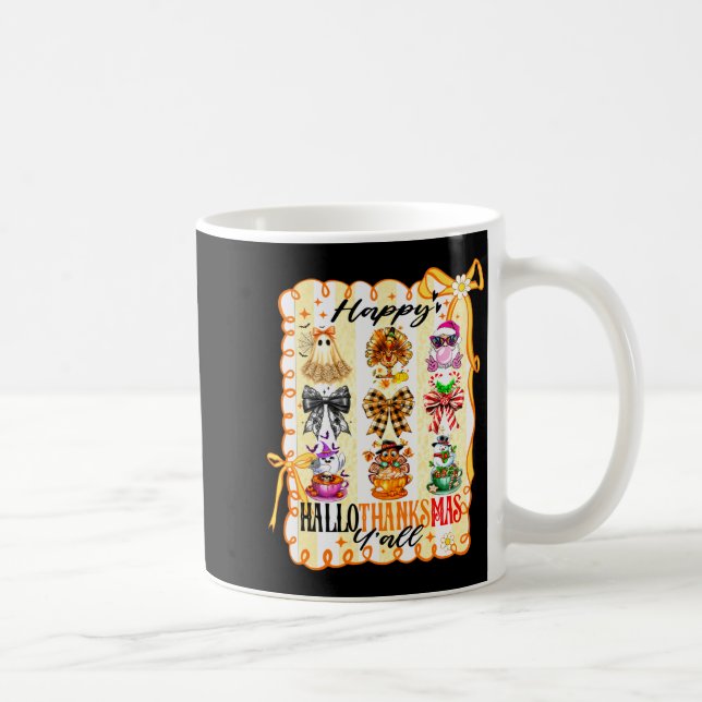 Happy Hallothanksmas Y’all Coquette Bow Halloween  Coffee Mug (Right)