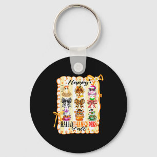 Happy Hallothanksmas Y’all Coquette Bow Halloween Key Ring