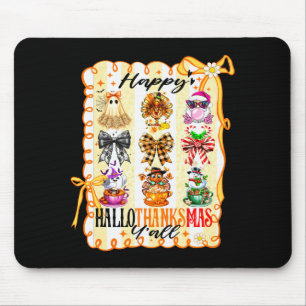 Happy Hallothanksmas Y’all Coquette Bow Halloween  Mouse Mat