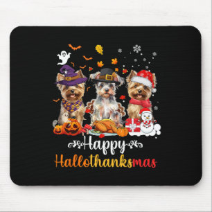 Happy Hallothanksmas Yorkshire Dog Halloween Chris Mouse Mat