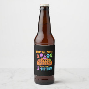 Happy Halloween 16th Birthday Beer Bottle Label