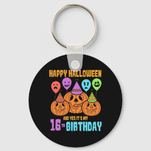 Happy Halloween 16th Birthday Key Ring