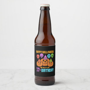 Happy Halloween 17th Birthday Beer Bottle Label