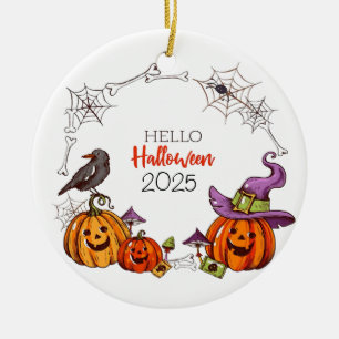 Happy Halloween 2025 Ceramic Tree Decoration