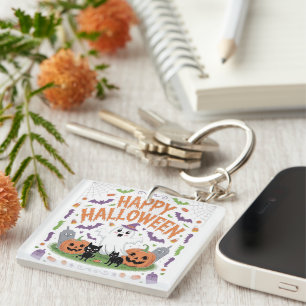 Happy Halloween 2025 Ghost Scary Pumpkin Key Ring