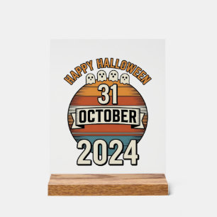 Happy Halloween 31 October Vintage Ghost Design_1 Acrylic Sign