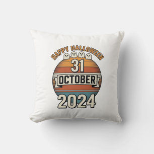 Happy Halloween 31 October Vintage Ghost Design_1 Cushion