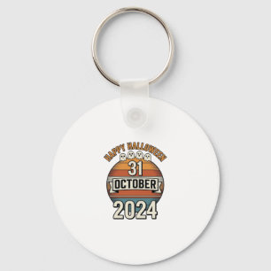 Happy Halloween 31 October Vintage Ghost Design_1 Key Ring