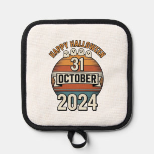 Happy Halloween 31 October Vintage Ghost Design_1 Pot Holder