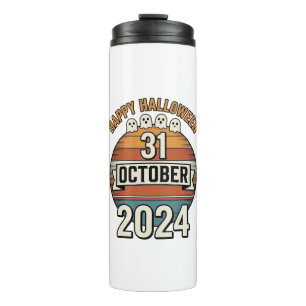 Happy Halloween 31 October Vintage Ghost Design_1 Thermal Tumbler