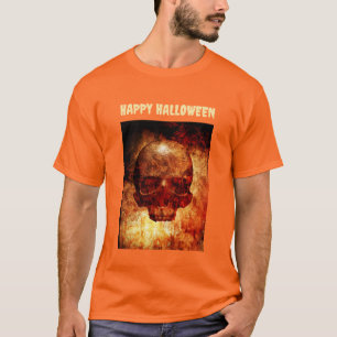 Happy Halloween. 3D human skull. T-Shirt