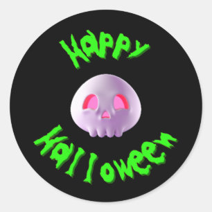 Happy Halloween 3D Skull  Classic Round Sticker
