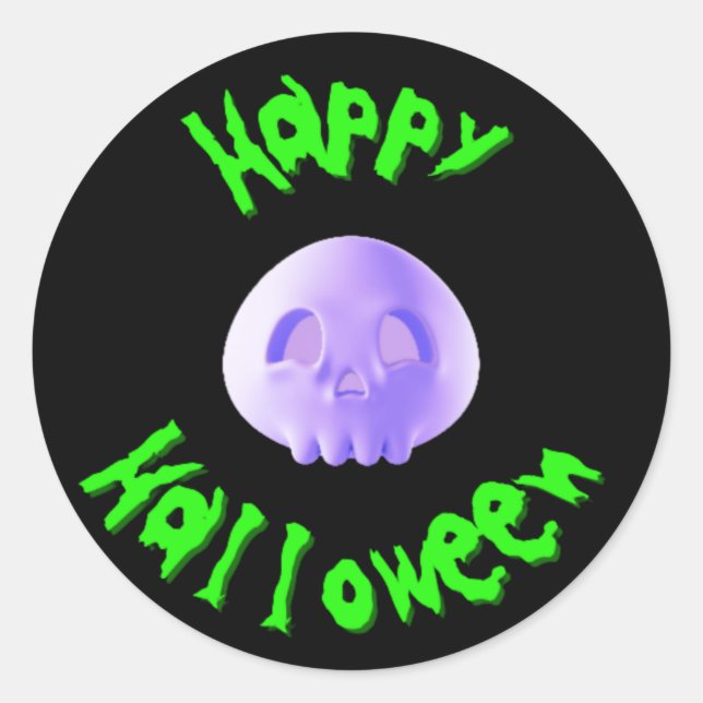 Happy Halloween 3D Skull Classic Round Sticker (Front)