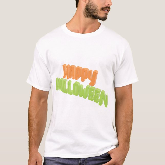 Happy Halloween 3d typography design. T-Shirt (Front)