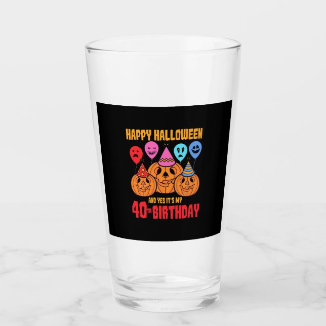 Happy Halloween 40th Birthday Glass (Front)