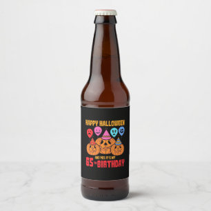 Happy Halloween 65th Birthday Beer Bottle Label