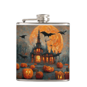 Happy Halloween 6 oz. Vinyl Wrapped Flask Design.