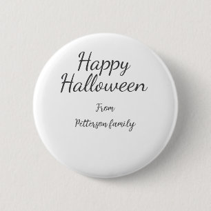 Happy Halloween add family name calligraphy modern 6 Cm Round Badge