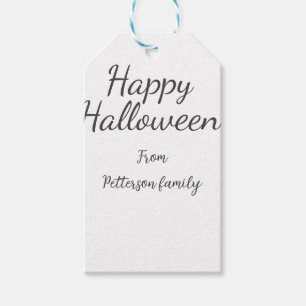 Happy Halloween add family name calligraphy modern Gift Tags