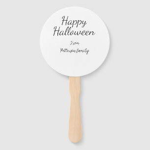 Happy Halloween add family name calligraphy modern Hand Fan