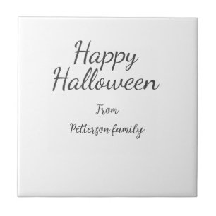Happy Halloween add family name calligraphy modern Tile