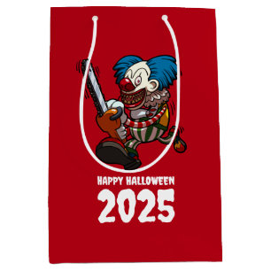 Happy Halloween Add The Year Crazy Chainsaw Clown Medium Gift Bag