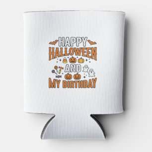Happy Halloween And My Birthday Vintage Design_1 Can Cooler