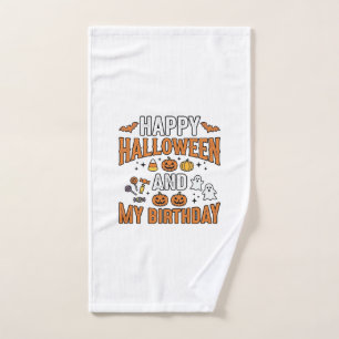 Happy Halloween And My Birthday Vintage Design_1 Hand Towel